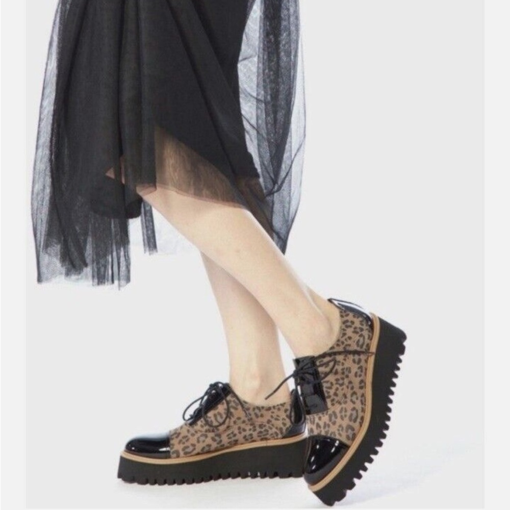 Anthropologie Leopard Print Platform Shoes - Black and Brown